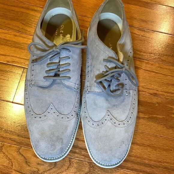 Cole Haan Grand OS Men's Gray Suede Wingtip Oxford Lace-Up Sneakers Size 10 - Picture 1 of 9